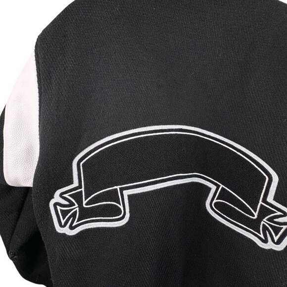 ASK YURSELF Banned Varsity Jacket Black White Men’s M Unisex Women’s XL Academia - Picture 8 of 16